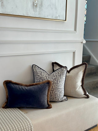 Angelite Rectangular Cushion with Gold Fringe