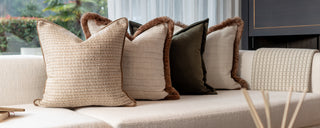 Juniper Green Cushion with Gold Fringe