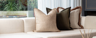 Juniper Green Cushion with Gold Fringe