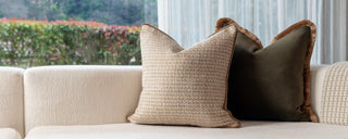 Juniper Green Cushion with Gold Fringe
