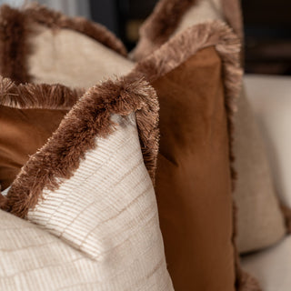 Champagne cushion with Brown fringe