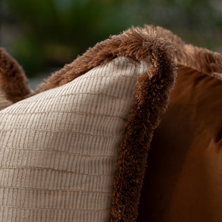 Champagne cushion with Brown fringe