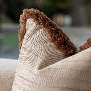Champagne cushion with Brown fringe