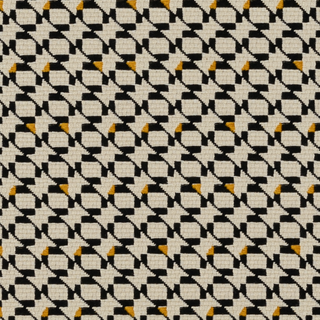 Patterned fabric with black and white geometric design