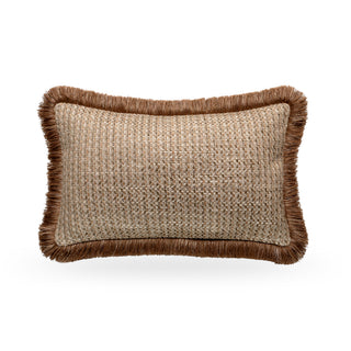 Anise Rectangle Cushion With Brown Fringe